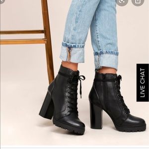 Steve Madden Black High Heel Lace up Booties